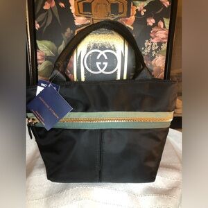Adrienne Vittadini Black and Green lunch Bag